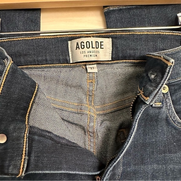 Agolde Stretch Ankle Dark Denim Whisker Jeans - Picture 7 of 9